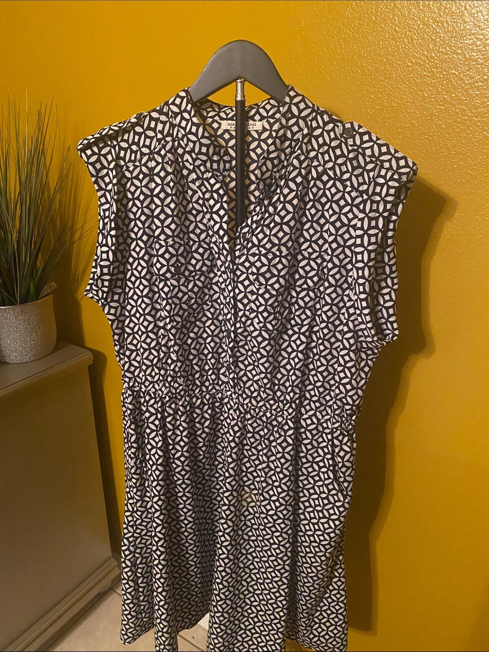 Speed Control Black & White Geometric Midi Dress